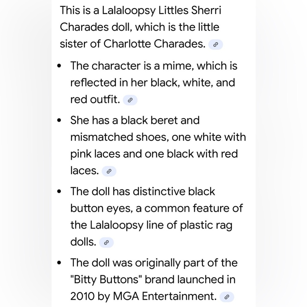 Lalaloopsy Littles Sister Sherri Charades (mime)Doll. Pink, Black& White. No Dog - Picture 10 of 10